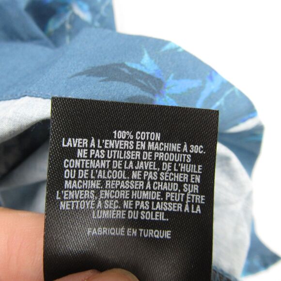 Ted Baker Shirt Short Sleeve Slim Fit Floral Button Down Blue Medium - Picture 6 of 10